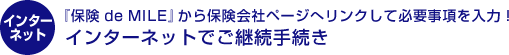 『保険 de MILE』から保険会社ページへリンクして必要事項を入力!インターネットでご継続手続き