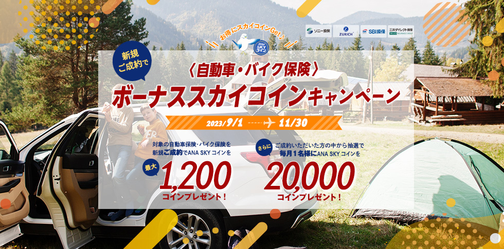 自動車・バイク保険 ボーナススカイコインキャンペーン